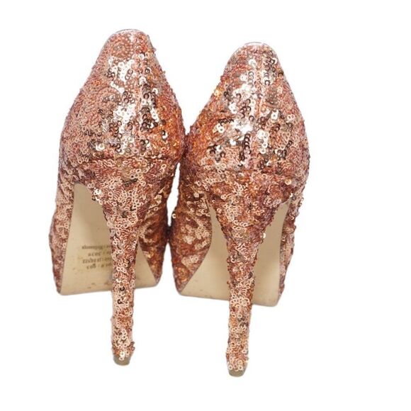 Bakers Melinaseqn Bronze Sequined Platform Pumps, Size 7 - Picture 6 of 10